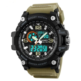 Тактичесские часы Skmei 1283 Black-Khaki Wristband