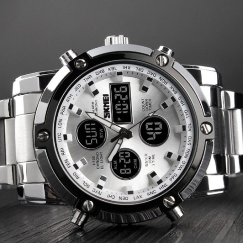Часы мужские Skmei 1389SI Silver-Black-Silver-0