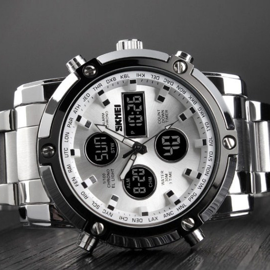 large Часы мужские Skmei 1389SI Silver-Black-Silver 0