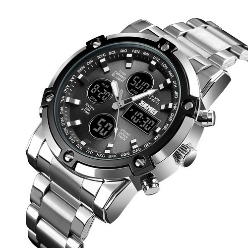 large Годинник чоловічий Skmei 1389SIBK Silver-Black-Black 0