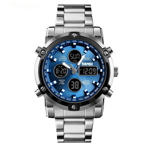 Годинник чоловічий Skmei 1389 Silver-Black-Blue