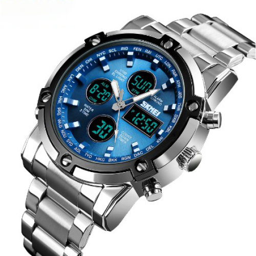 Годинник чоловічий Skmei 1389 Silver-Black-Blue-0