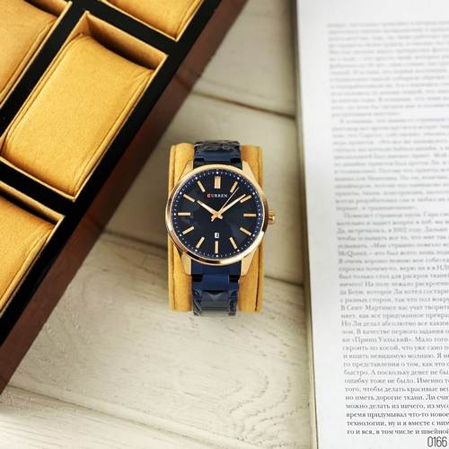 Часы мужские Curren 8366 Blue-Gold-3