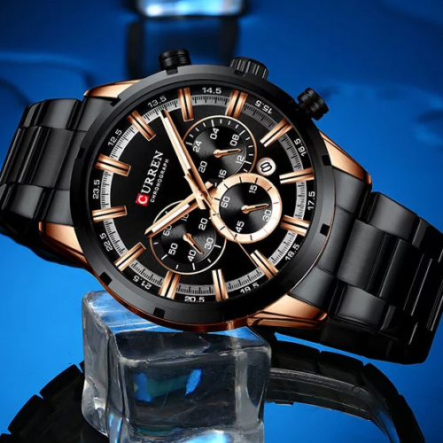 Часы мужские Curren 8355 Black -Cuprum-0