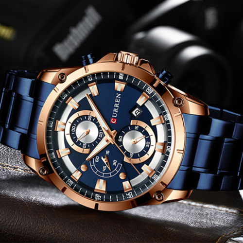 Часы мужские Curren 8360 Blue-Gold-0