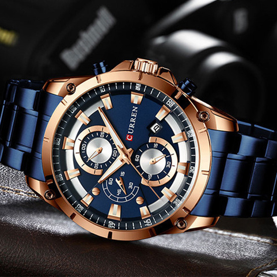 large Часы мужские Curren 8360 Blue-Gold 0