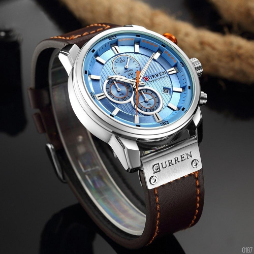 Часы мужские Curren 8291 Silver-Blue-1