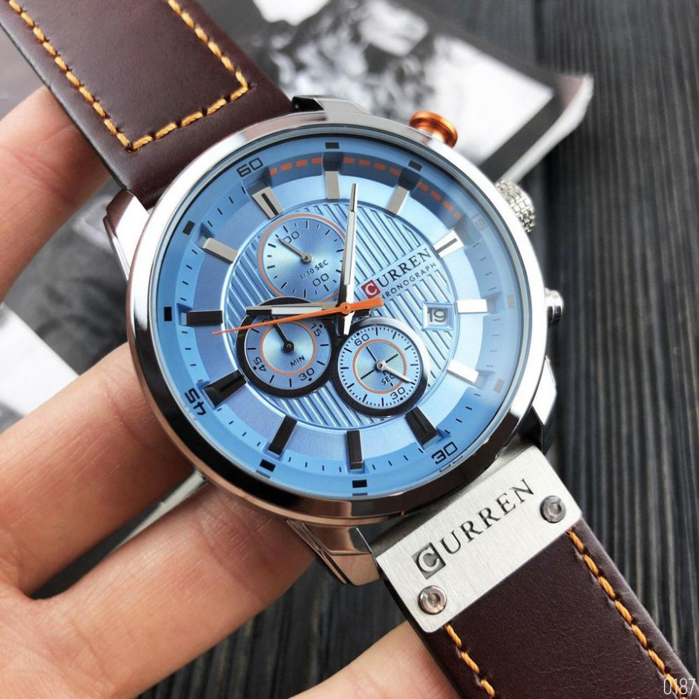 large Часы мужские Curren 8291 Silver-Blue 2