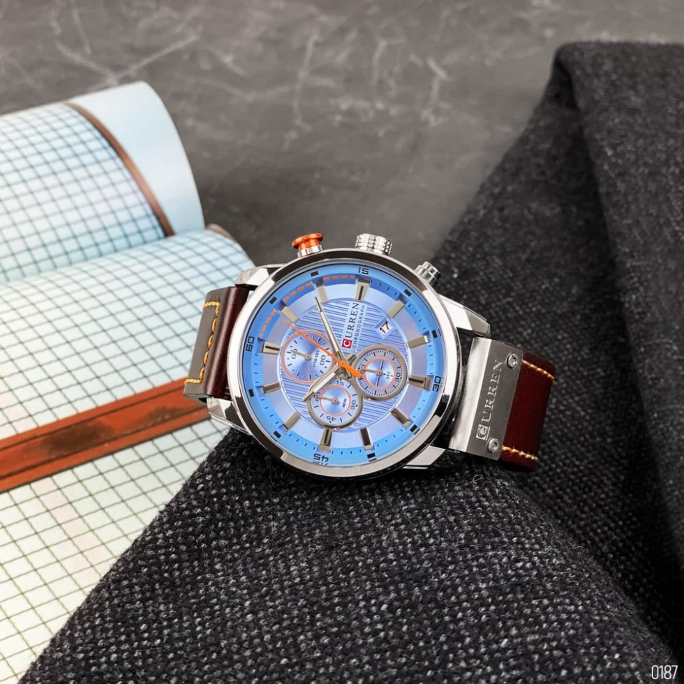 large Часы мужские Curren 8291 Silver-Blue 4