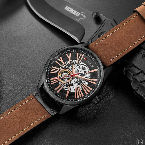 Часы мужские Curren 8299 Black-Gold-Brown-3