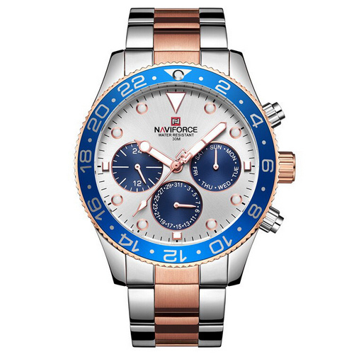 Часы мужские Naviforce NF9147 Silver-Cuprum-Blue