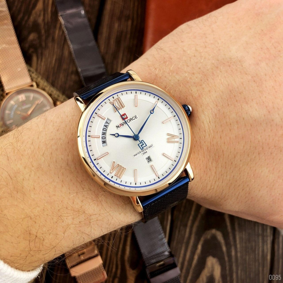 large Годинник чоловічий Naviforce NF3006 Blue-Cuprum-White 0