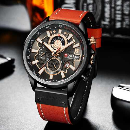 large Годинник чоловічий Curren 8380 Black-Brown 0