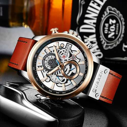 Часы мужские Curren 8380 Silver-Cuprum-Brown-0