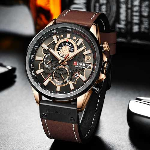Часы мужские Curren 8380 Black-Cuprum-Dark Brown-0