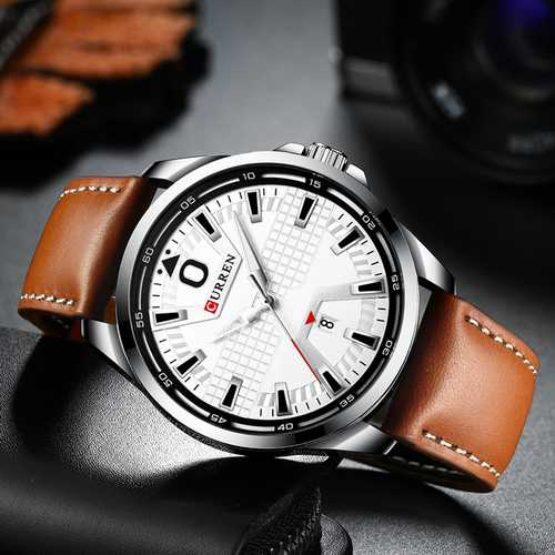 large Часы мужские Curren 8379 Silver-White-Brown 0
