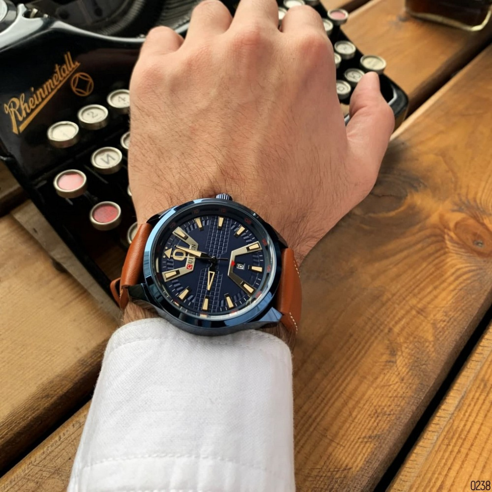 large Годинник чоловічий Curren 8379 Blue-Brown 3