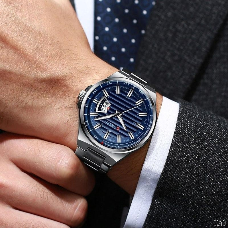 large Часы мужские Curren 8375 Silver-Blue 1