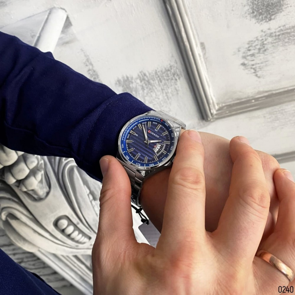 large Часы мужские Curren 8375 Silver-Blue 4