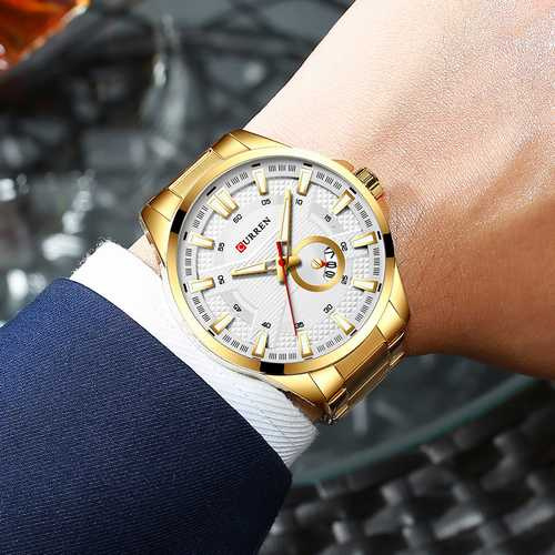 Часы мужские Curren 8372 Gold-White-0