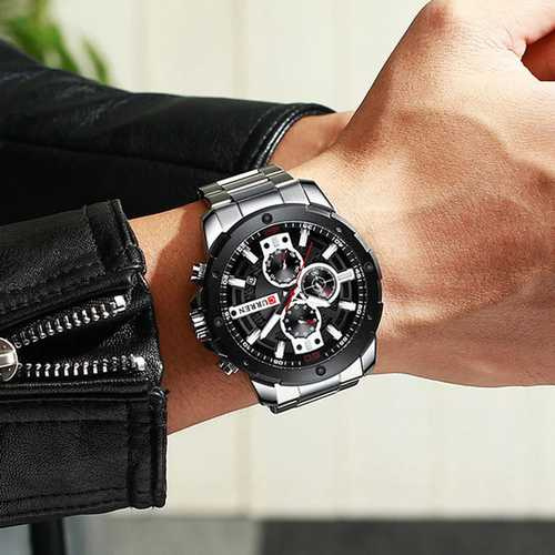 large Часы мужские Curren 8336 Silver-Black 0