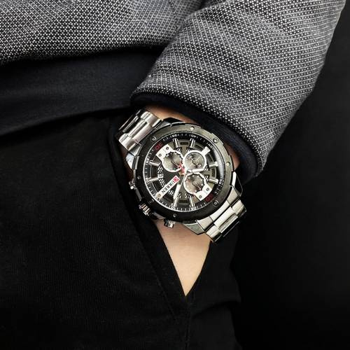 large Часы мужские Curren 8336 Silver-Black 2