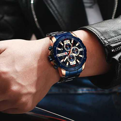 Годинник чоловічий Curren 8336 Blue-Cuprum-0