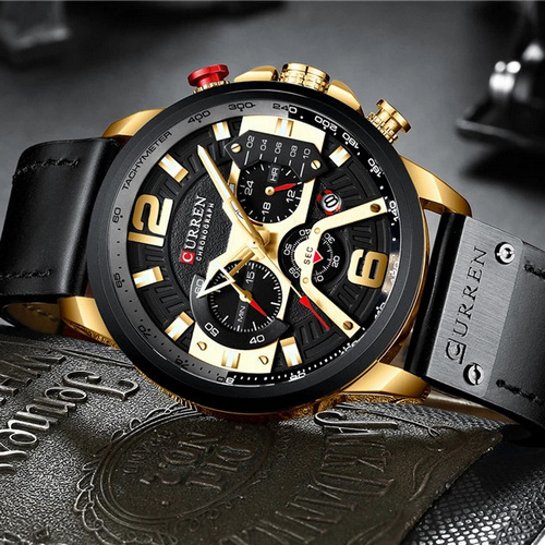 large Часы мужские Curren 8329 Black-Gold 0