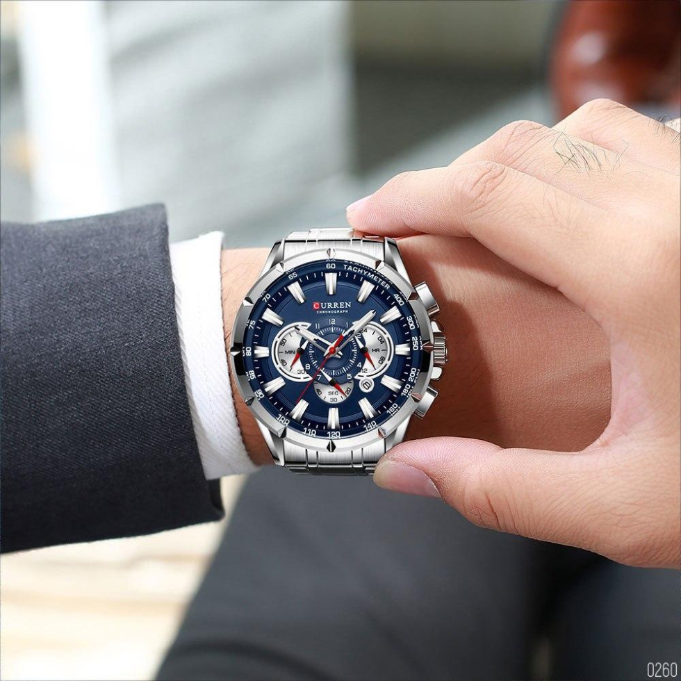 large Годинник чоловічий Curren 8363 Silver-Blue Rodos 2
