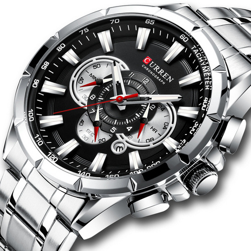 Годинник чоловічий Curren 8363 Silver-Blak-0