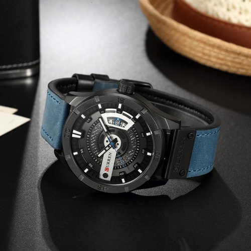 large Годинник чоловічий Curren 8301 Light Blue-Black 0