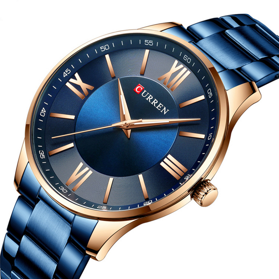 large Годинник чоловічий Curren 8383 Blue-Gold 0