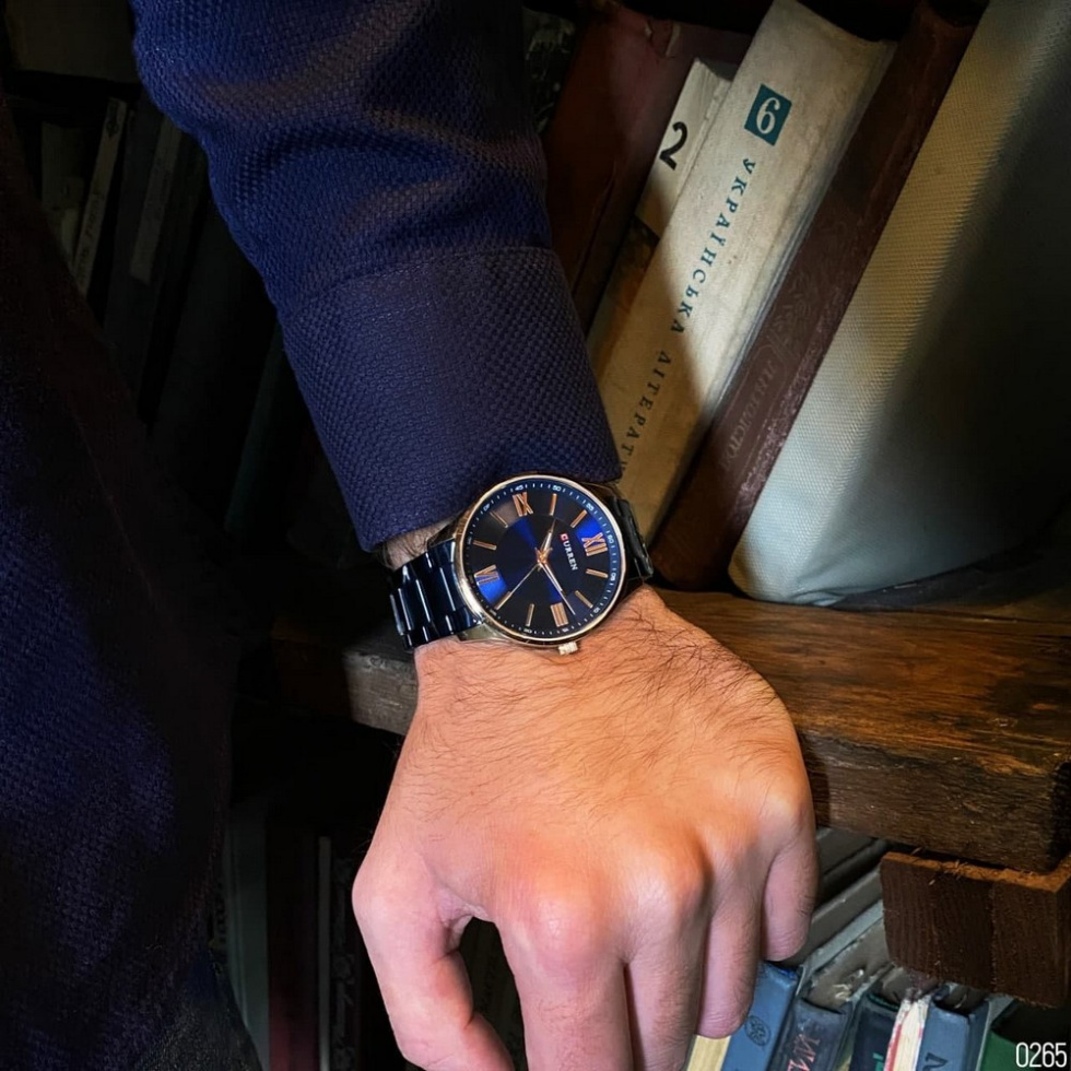 large Годинник чоловічий Curren 8383 Blue-Gold 4