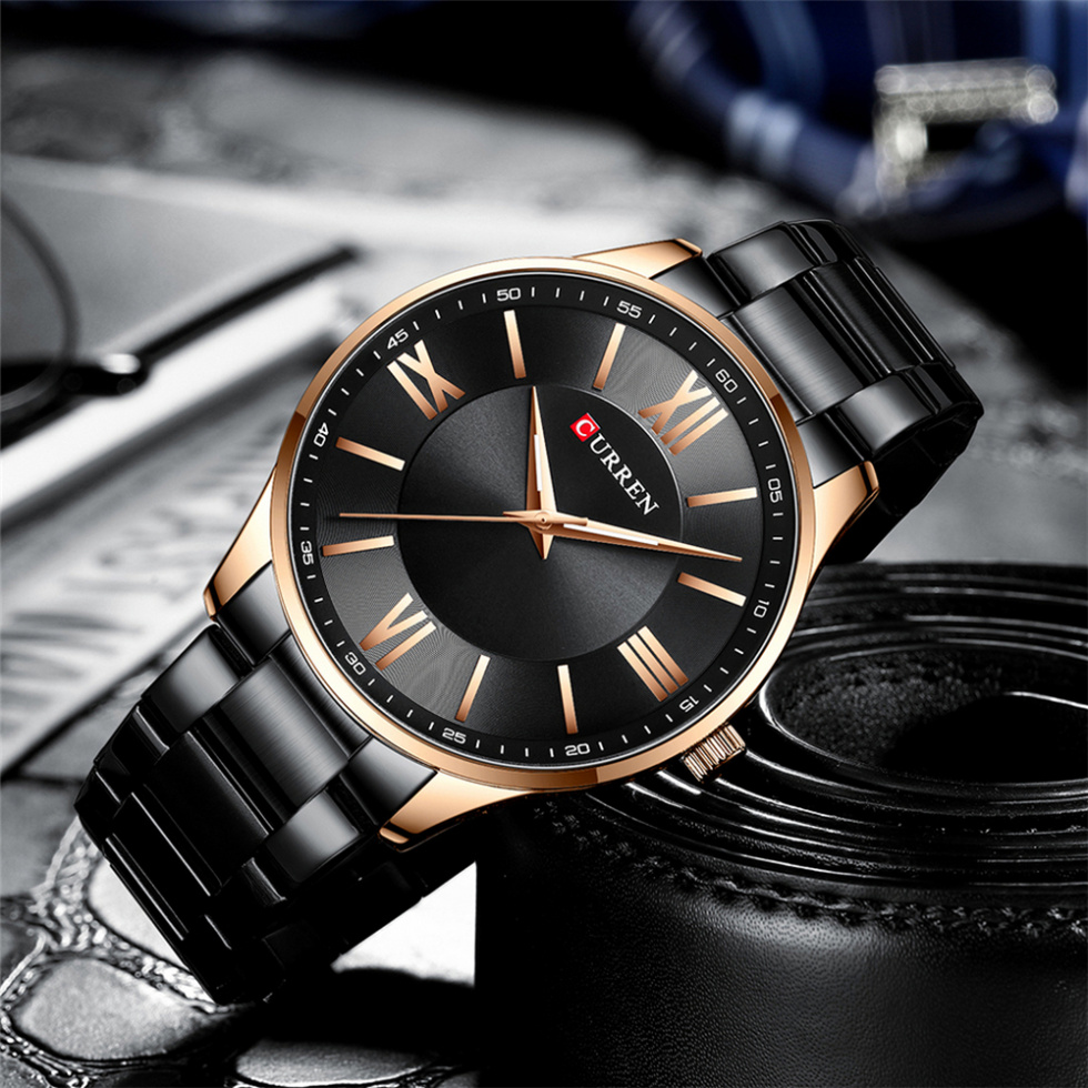 large Часы мужские Curren 8383 Black-Gold 0