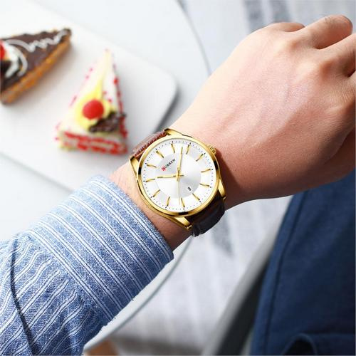 Часы мужские Curren 8365 Brown-Gold-White-0
