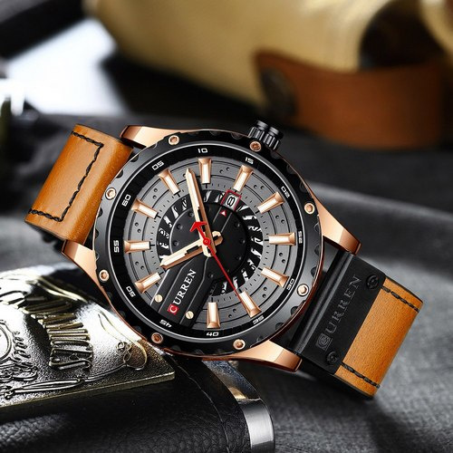 large Часы мужские Curren 8374 Brown-Cuprum-Black 0