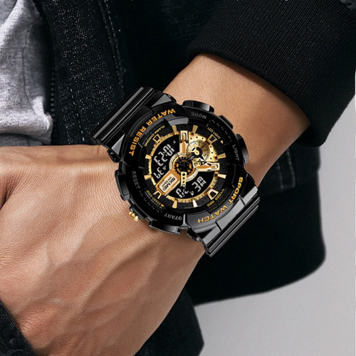 Годинник чоловічий Skmei 1688 Black-Gold-0