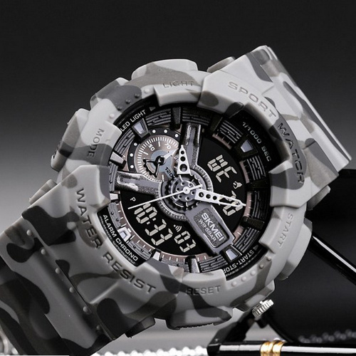 Годинник чоловічий Skmei 1688 Gray-Black Military-0