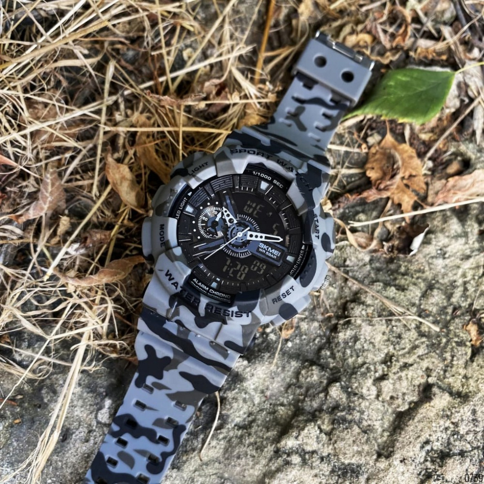 large Годинник чоловічий Skmei 1688 Gray-Black Military 2