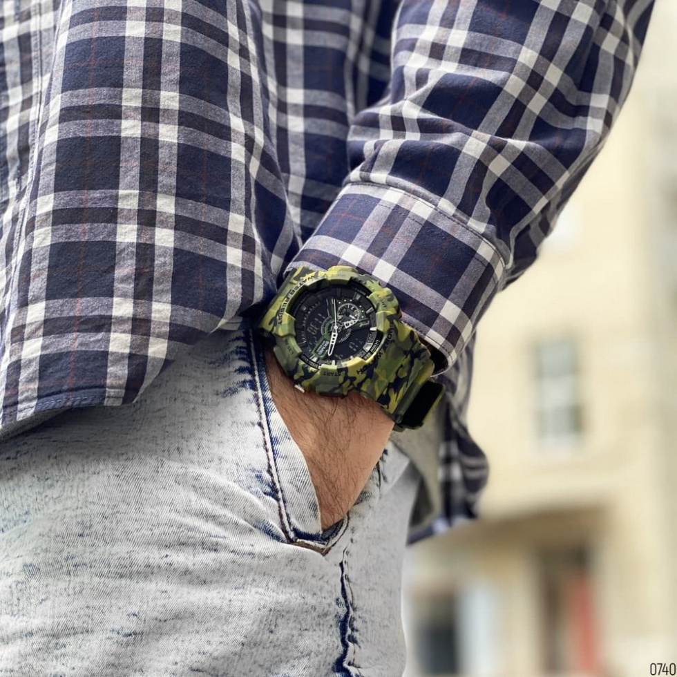 large Годинник чоловічий Skmei 1688 Green-Black Military 2