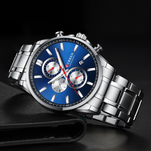 Годинник чоловічий Curren 8368 Silver-Blue-Silver-0
