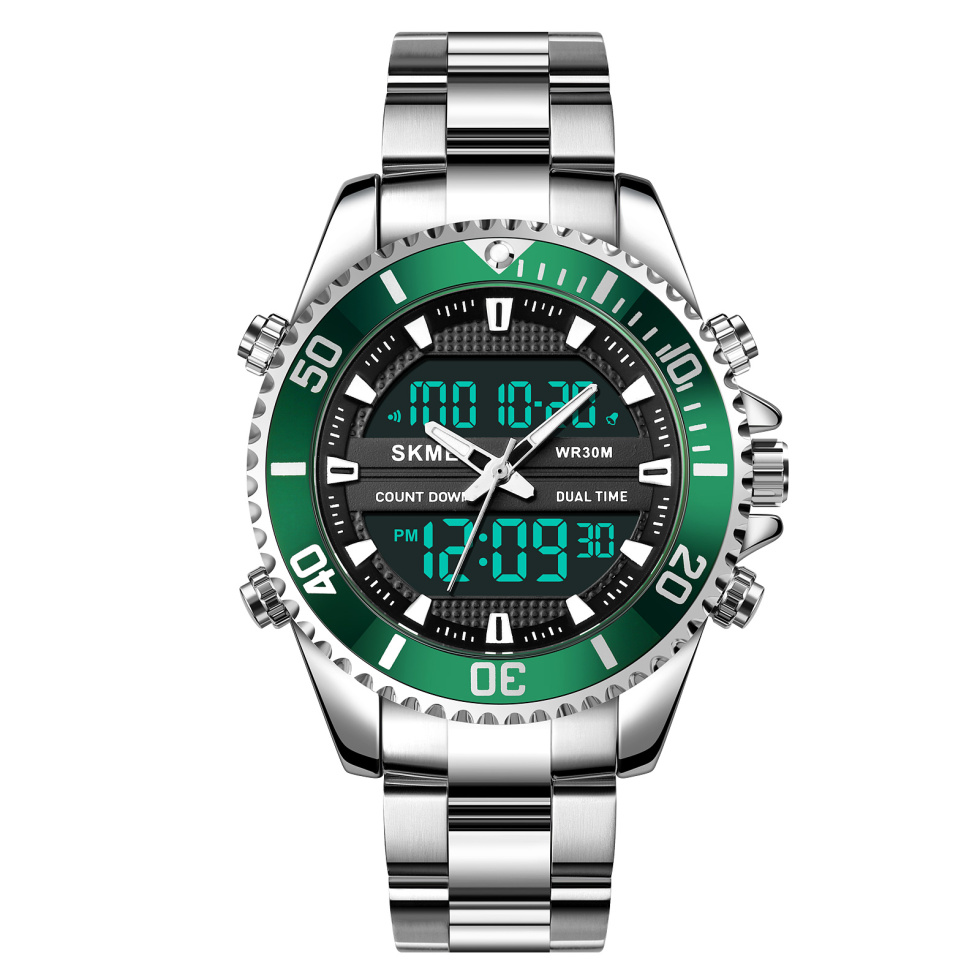 large Часы мужские Skmei 1850SIGN Silver-Green 0