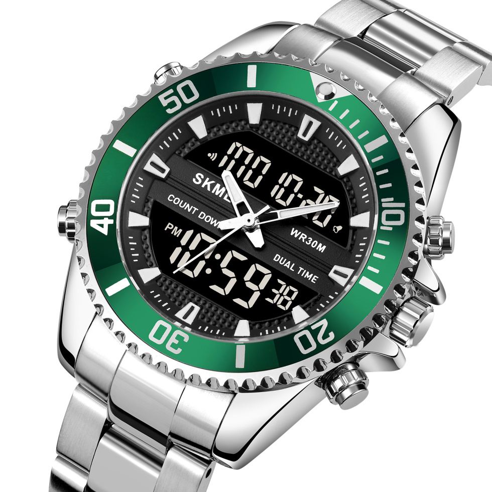 large Часы мужские Skmei 1850SIGN Silver-Green 1