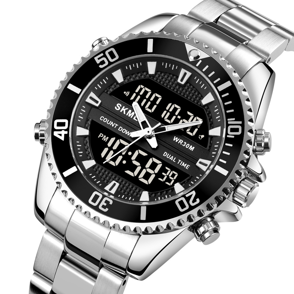 large Часы мужские Skmei 1850SIBK Silver-Black 1