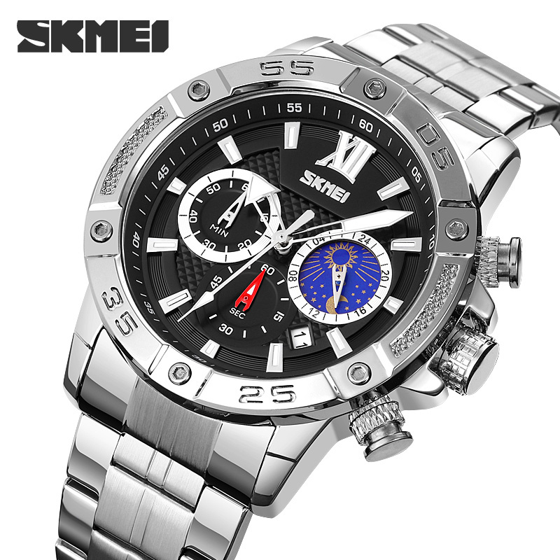large Годинник чоловічий Skmei 9235SIBK Silver-Black 0