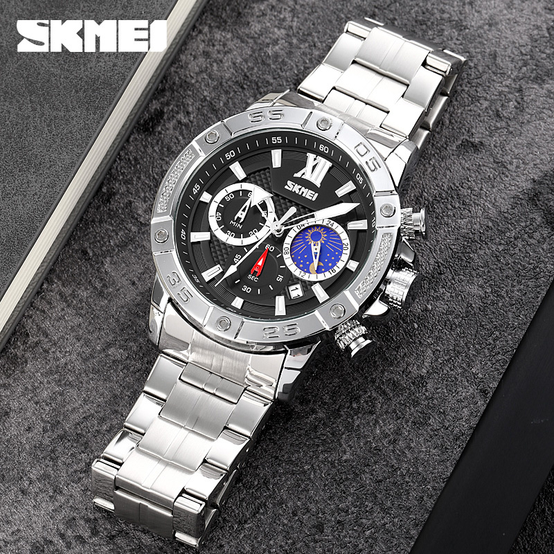 large Годинник чоловічий Skmei 9235SIBK Silver-Black 1