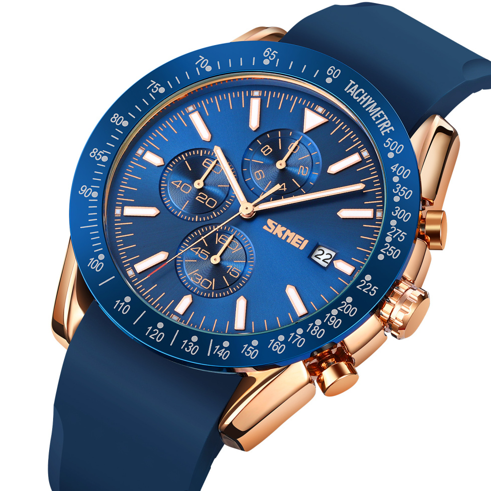 large Часы мужские Skmei 9253PRGBU Rose Gold-Blue Sil 0