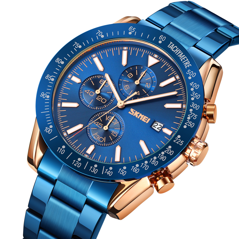 large Часы мужские Skmei 9253RGBU Rose Gold-Blue 0