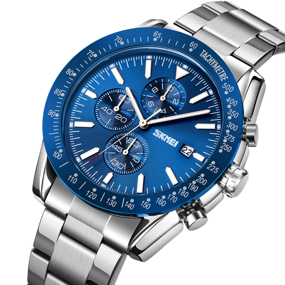 large Часы мужские Skmei 9253SIBU Silver-Blue 0