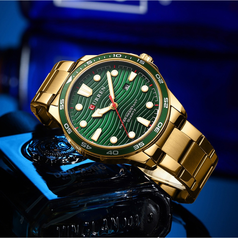 large Годинник чоловічий Curren 8426 Gold-Green 0